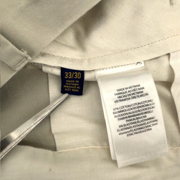 Polo Ralph Lauren Stretch Slim Fit Chino Pants 33x30 Flat Front Khaki Beige - Picture 5 of 9